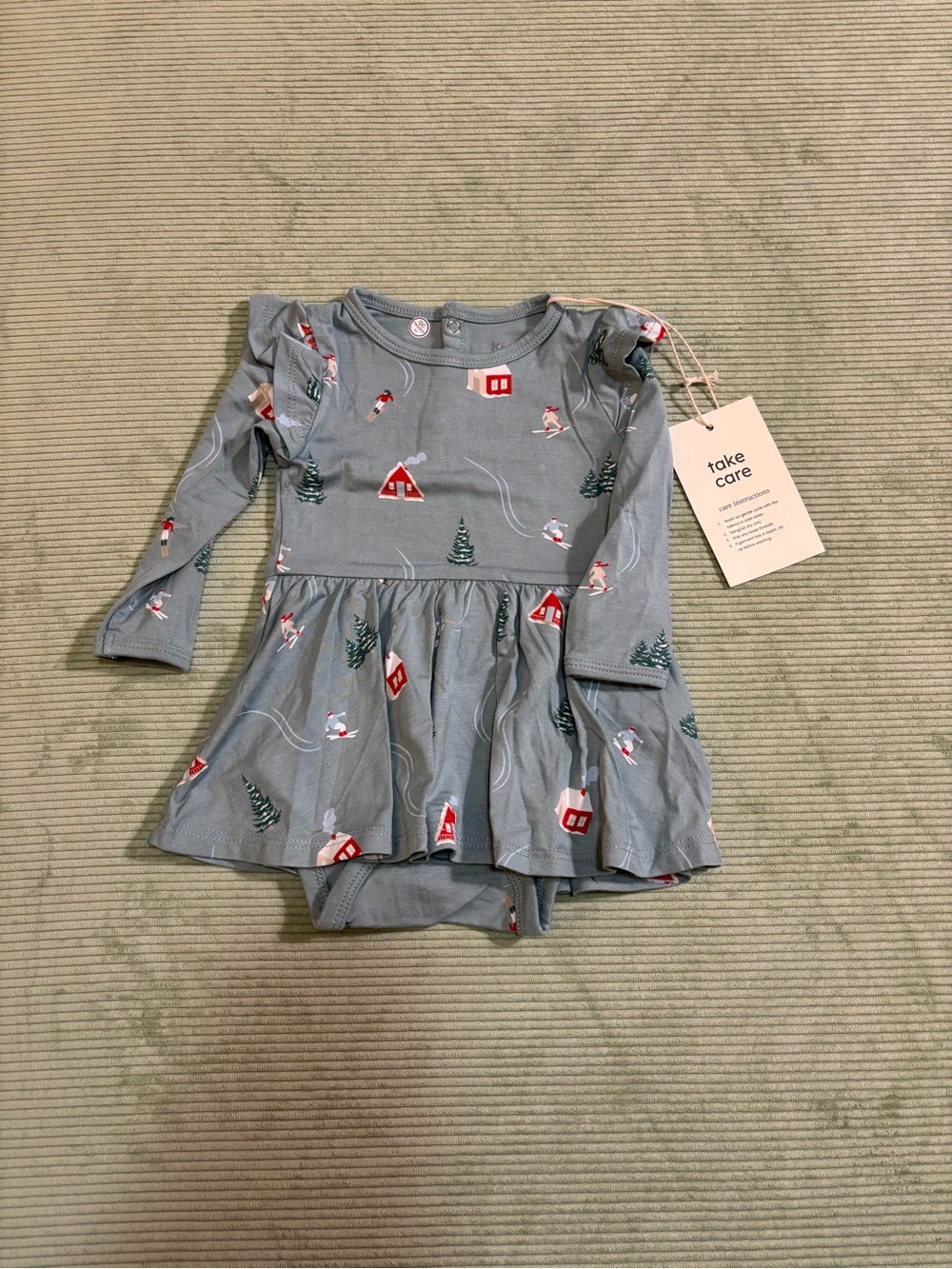 Kyte BABY Blue Dress with Winter Print
